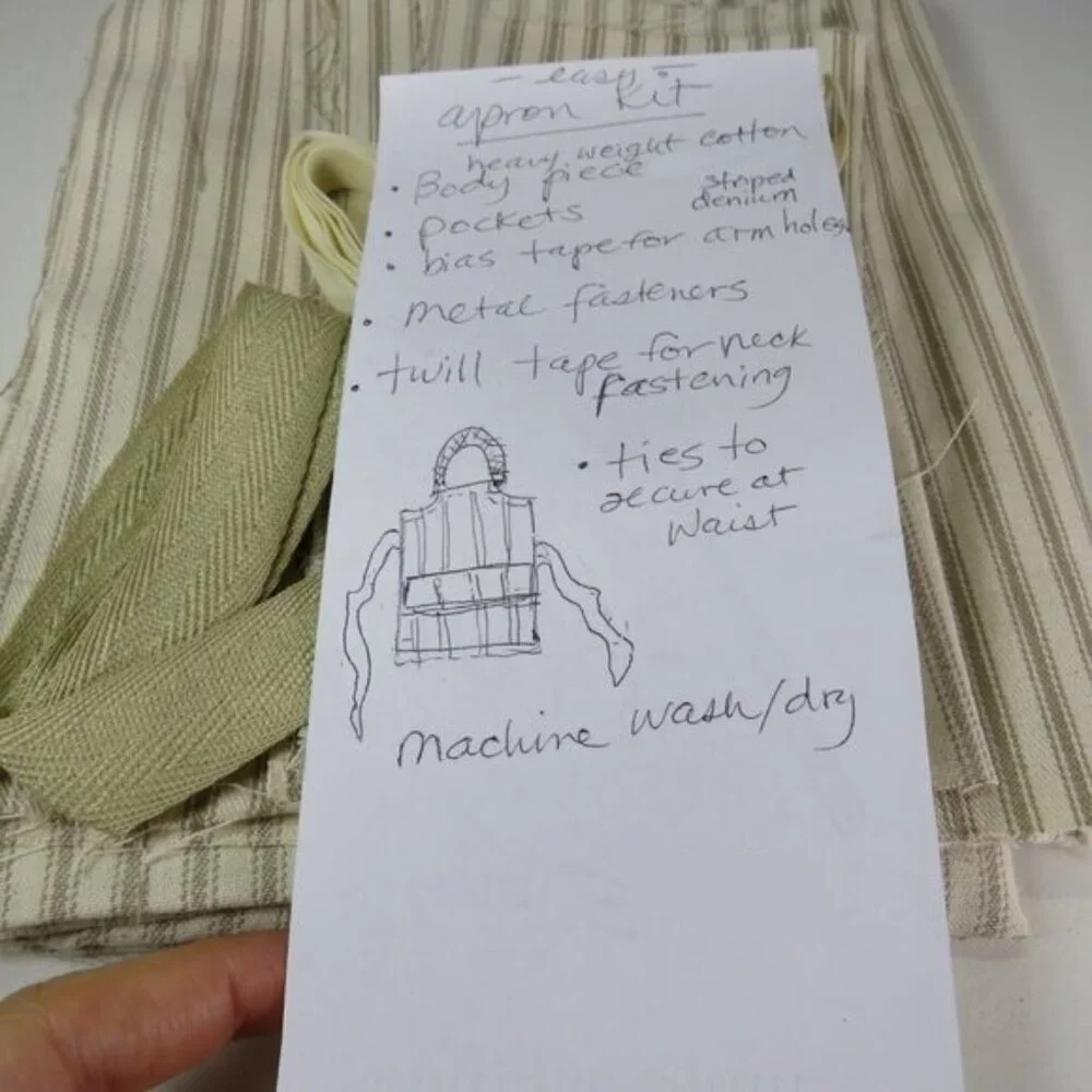 Apron Kit Tan Striped (thick fabric, double sided) with metal D rings Sewing